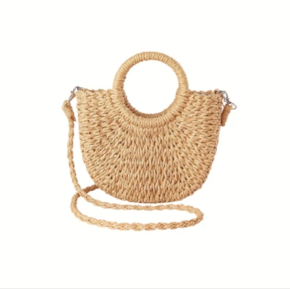 B01.Bohemian Stylish Hand Woven Straw Summer Handbag